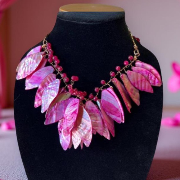 Hand crafted different shades with semi precious beads wire necklace  OOAK NWT - Picture 4 of 12